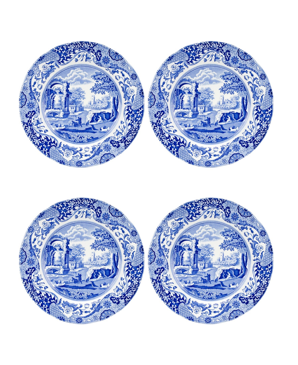 Blue Italian Dinner Plates, Set of 4 - Blue
