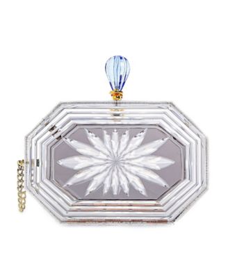 Women's Perfume Bottle Clear Flower Cut Acrylic Box Clutch