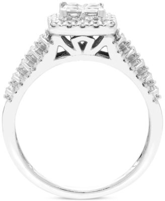 Diamond Quad Cluster Halo Engagement Ring (1 ct. t.w.) in 14k White Gold