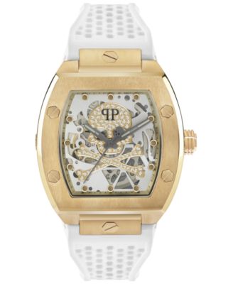 Philipp Plein - Men's Automatic The Skeleton White Silicone Strap Watch 44mm
