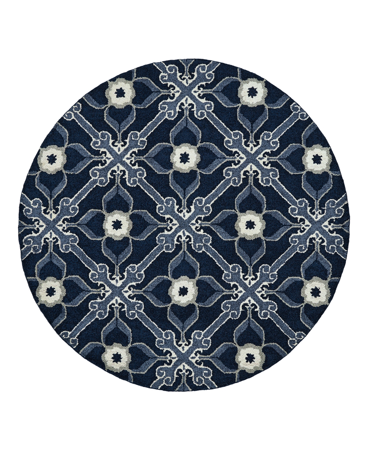 Hilary Farr Closeout!  Peranakan Tile Hpt01-75 7'9" X 7'9" Round Area Rug In Denim