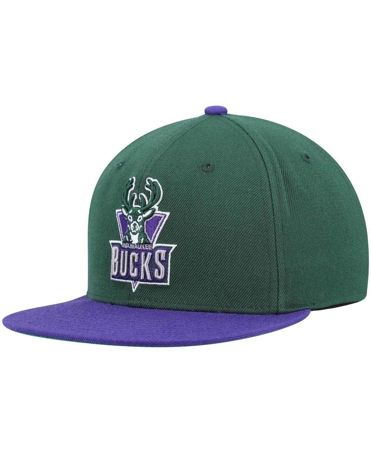 Mitchell & Ness Men's  Green And Purple Milwaukee Bucks Hardwood Classics Team Two-tone 2.0 Snapback In Green,purple