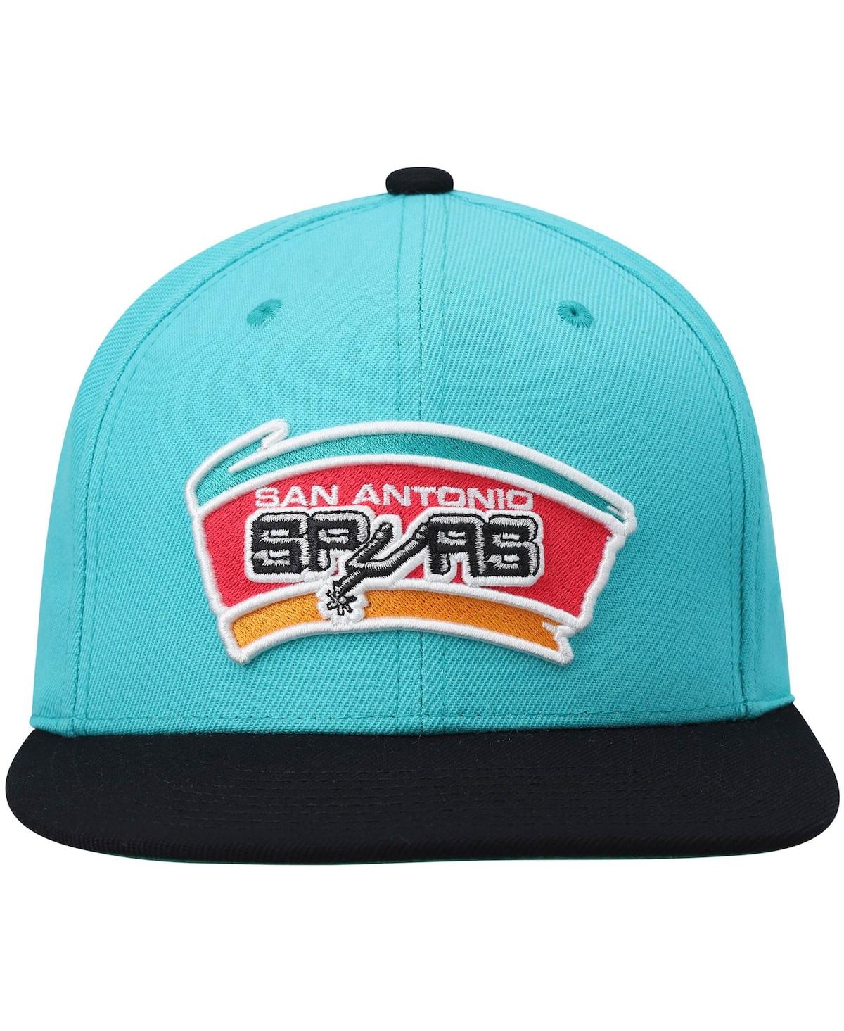 Mitchell & Ness Men's  Teal And Black San Antonio Spurs Hardwood Classics Team Two-tone 2.0 Snapback In Teal,black