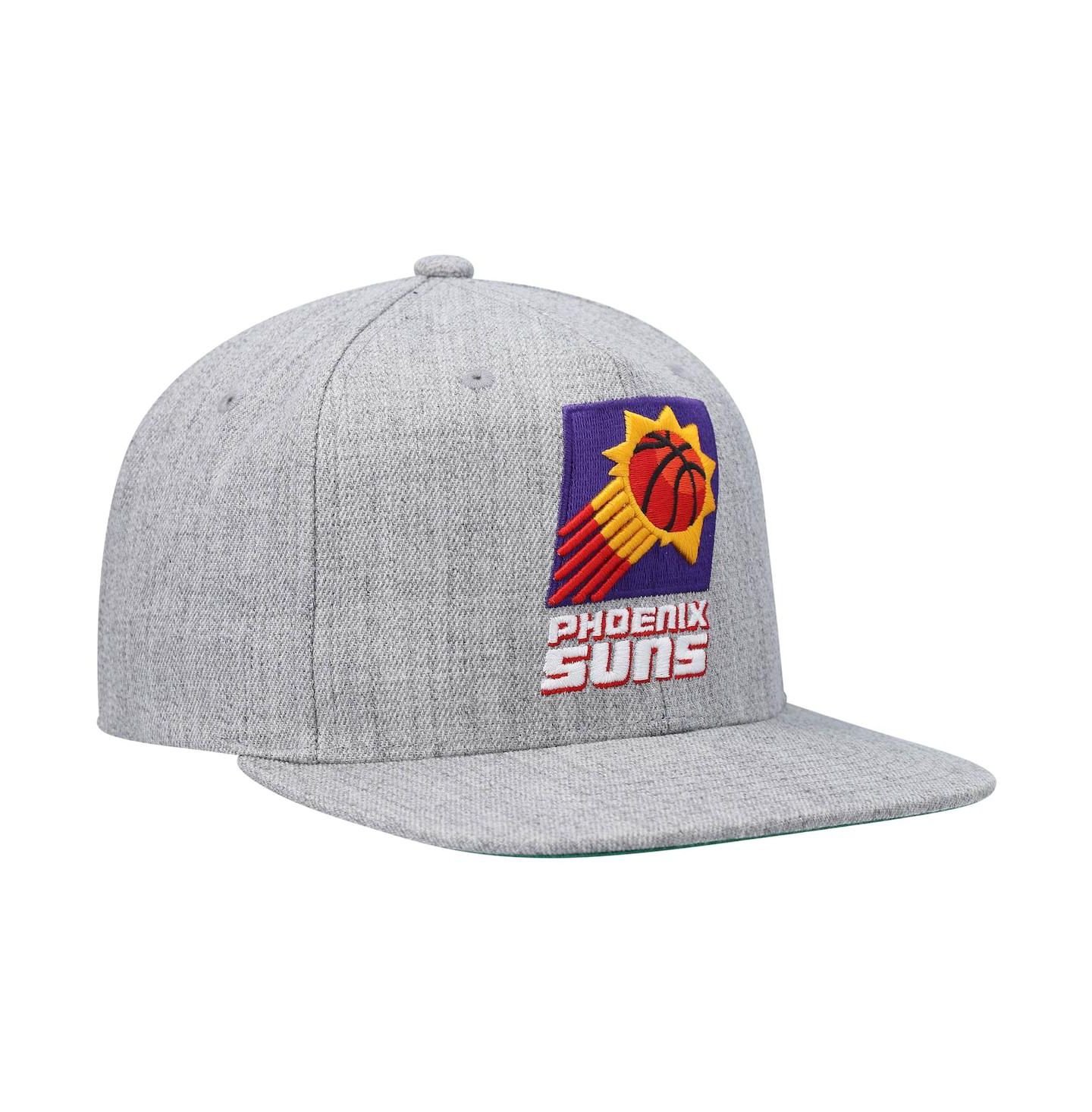 Мужская кепка Mitchell & Ness Heathered Gray Phoenix Suns Hardwood Classics Team 2.0 Snapback Hat — фото 5
