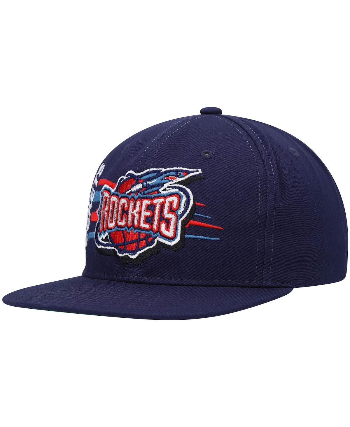Men's Mitchell & NessHouston Rockets Hardwood Classics Retro Bolt Deadstock Snapback Hat - Navy