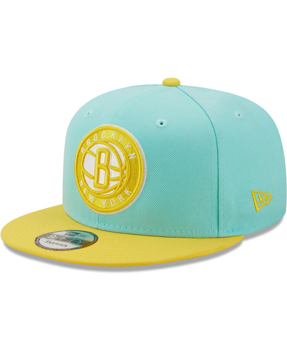 Shop New Era Men's  Turquoise, Yellow Brooklyn Nets Color Pack 9fifty Snapback Hat In Turquoise,yellow
