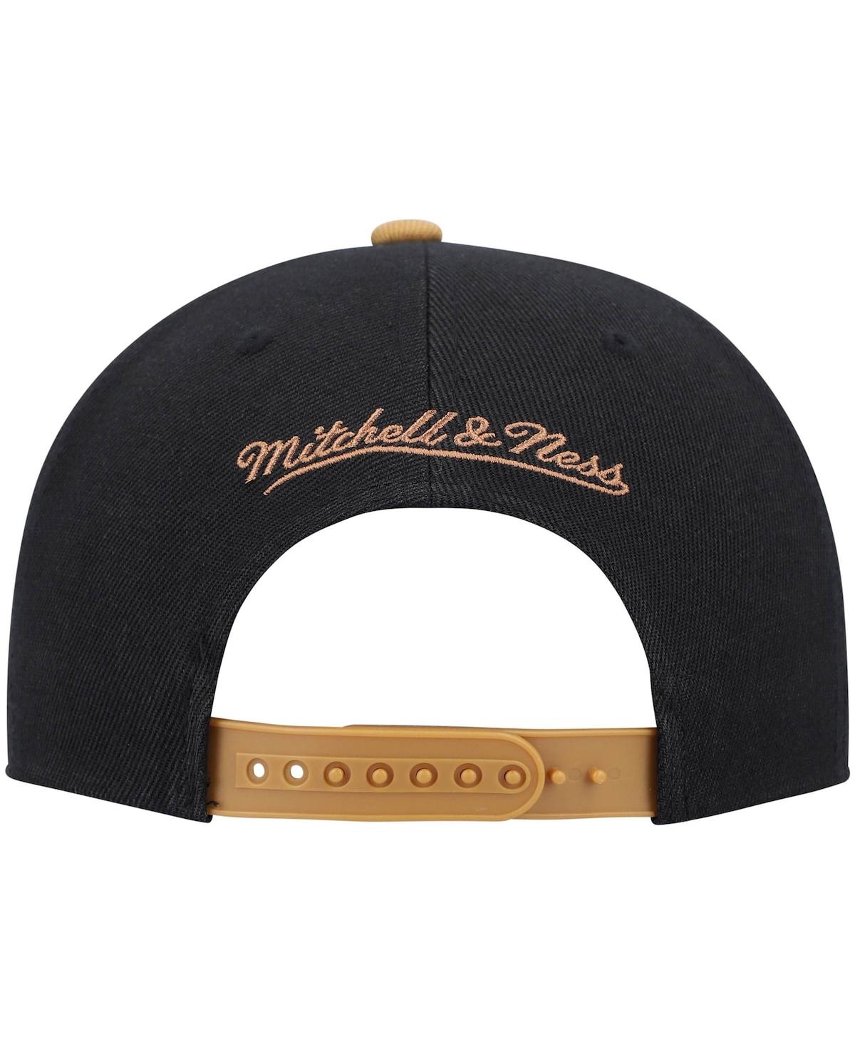 Shop Mitchell & Ness Men's  Black And Tan Philadelphia 76ers Hardwood Classics Gradient Wordmark Snapback  In Black,tan