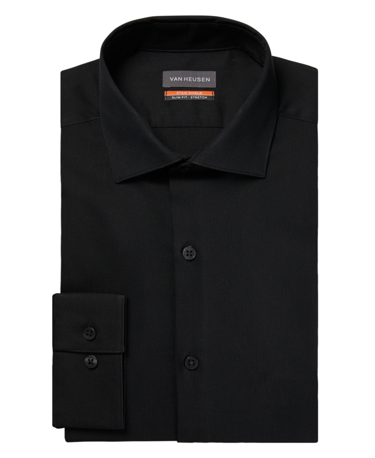 Shop Van Heusen Men's Stain Shield Slim Fit Dress Shirt In Black