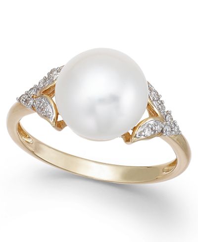 honora pearl ring diamond gold freshwater 14k 9mm cultured accent rings main