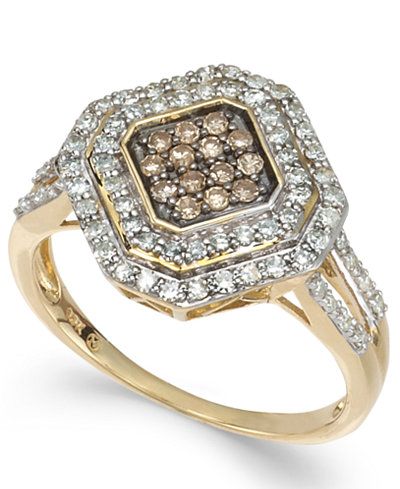 Wrapped in Love™ White and Brown Diamond Ring in 14k Gold (1/2 ct. t.w.)