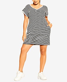 Trendy Plus Size Unravel Stripe Mini Dress