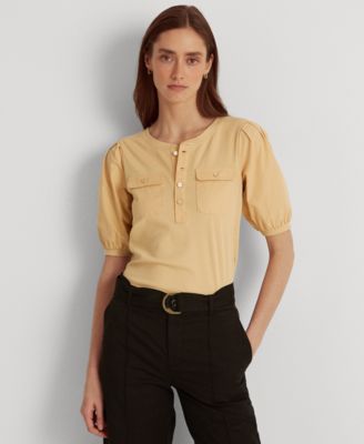 Lauren Ralph Lauren - Cotton Puff-Sleeve Henley Top, Regular & Petite