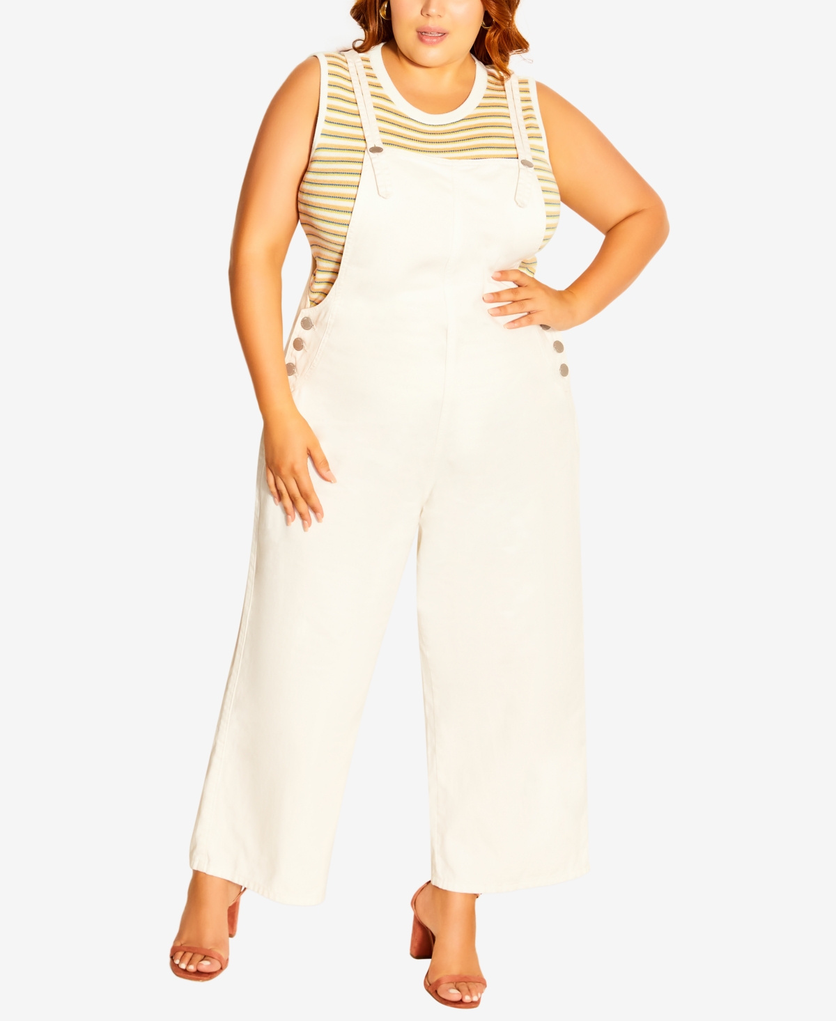 City Chic Trendy Plus Size Innocence Overall In Ivory