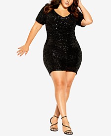 Trendy Plus Size Sequined Gathered Bright Nights Dress