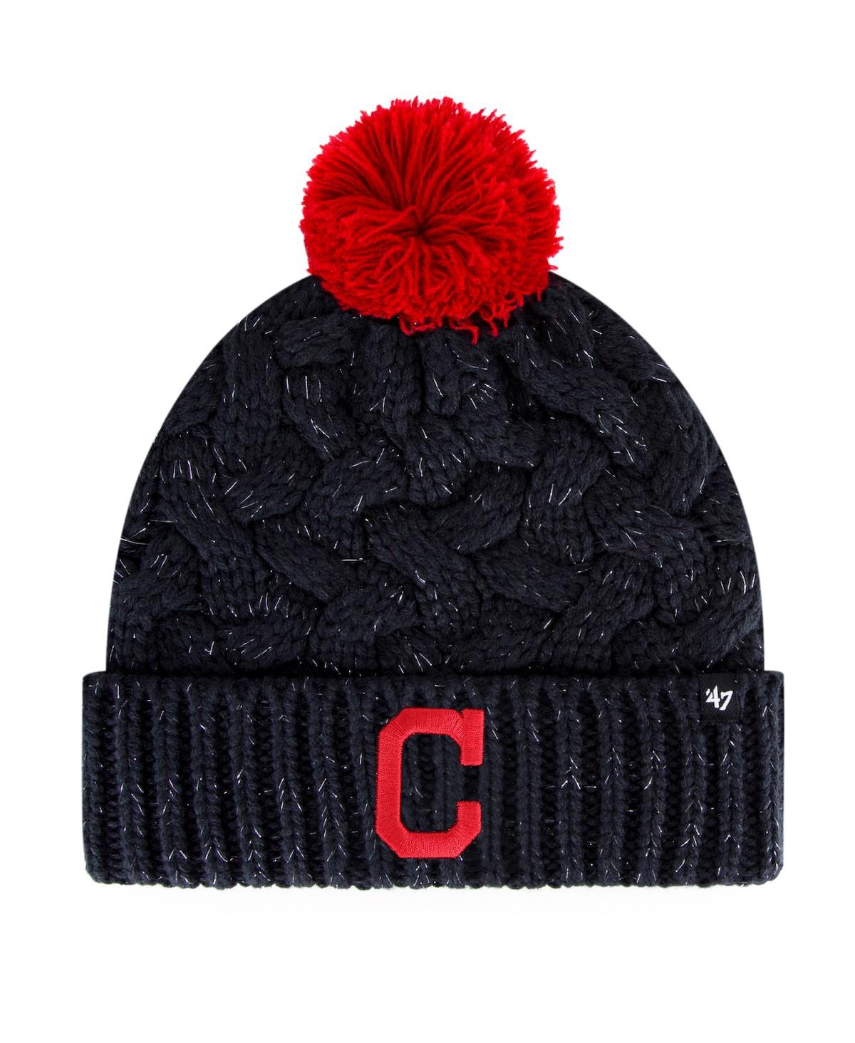 47 Brand Women's ' Navy Cleveland Indians Knit Cuffed Hat With Pom