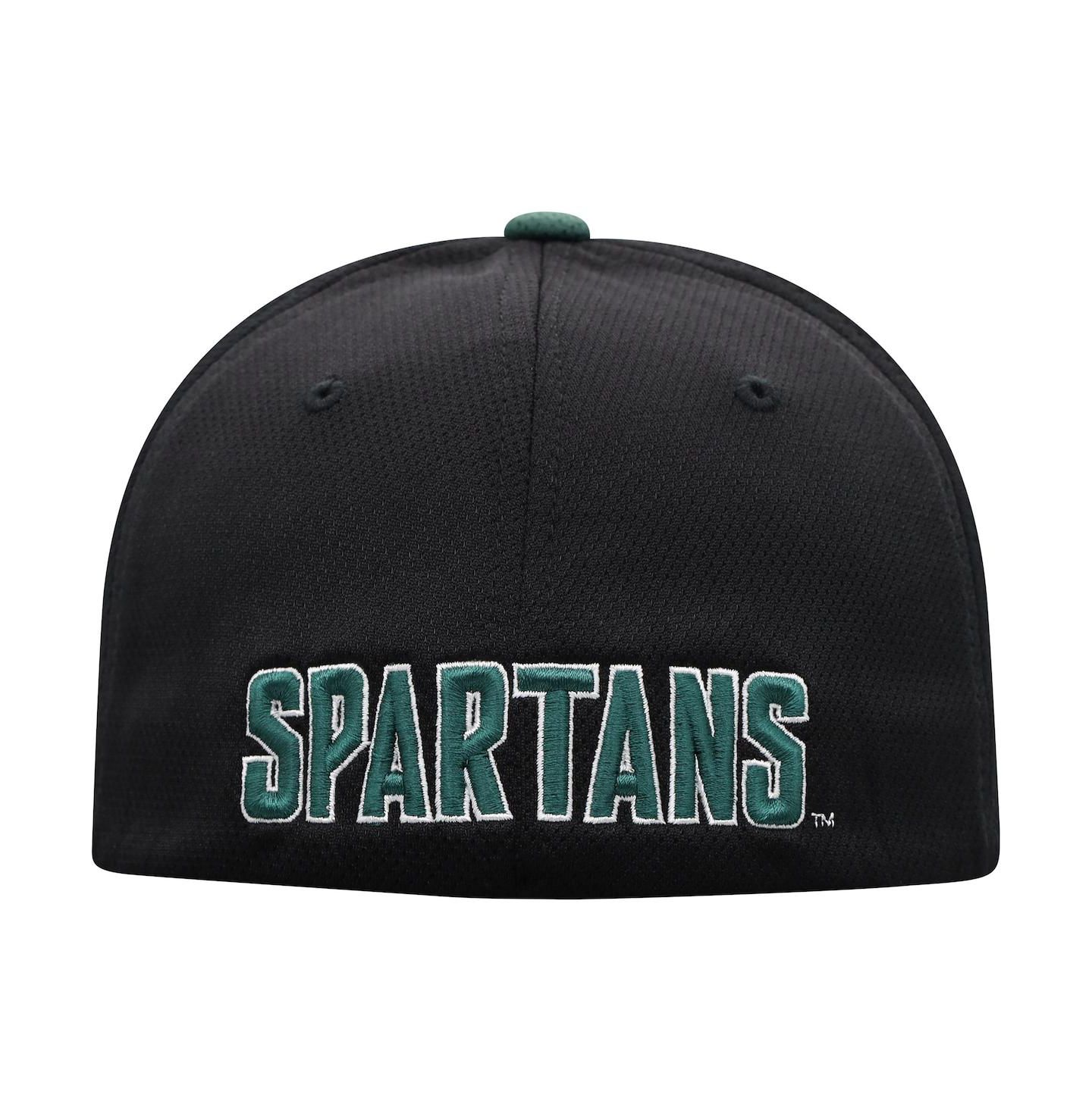Мужская кепка Top of the World Black, Green Michigan State Spartans Two-Tone Reflex Hybrid Tech Flex Hat — фото 5