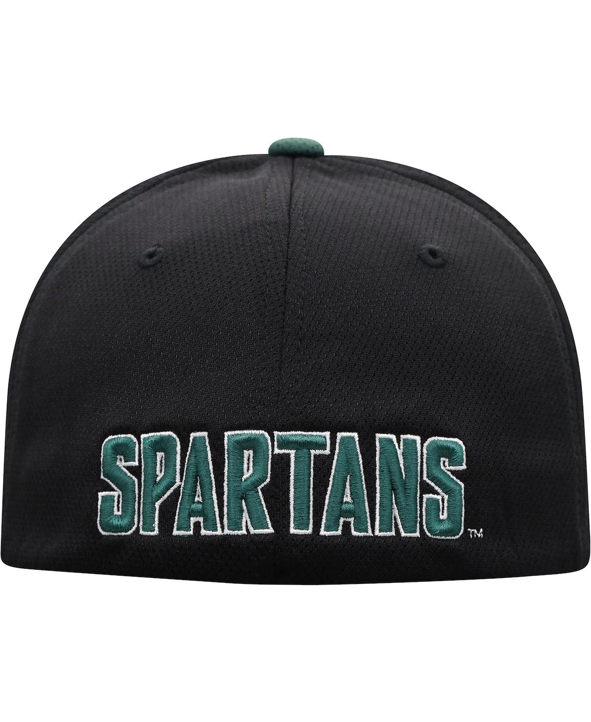 Shop Top Of The World Men's  Black, Green Michigan State Spartans Two-tone Reflex Hybrid Tech Flex Hat In Black,green