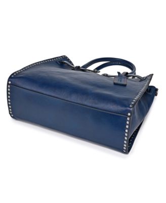 Westland Large Studded Leather Satchel Bag