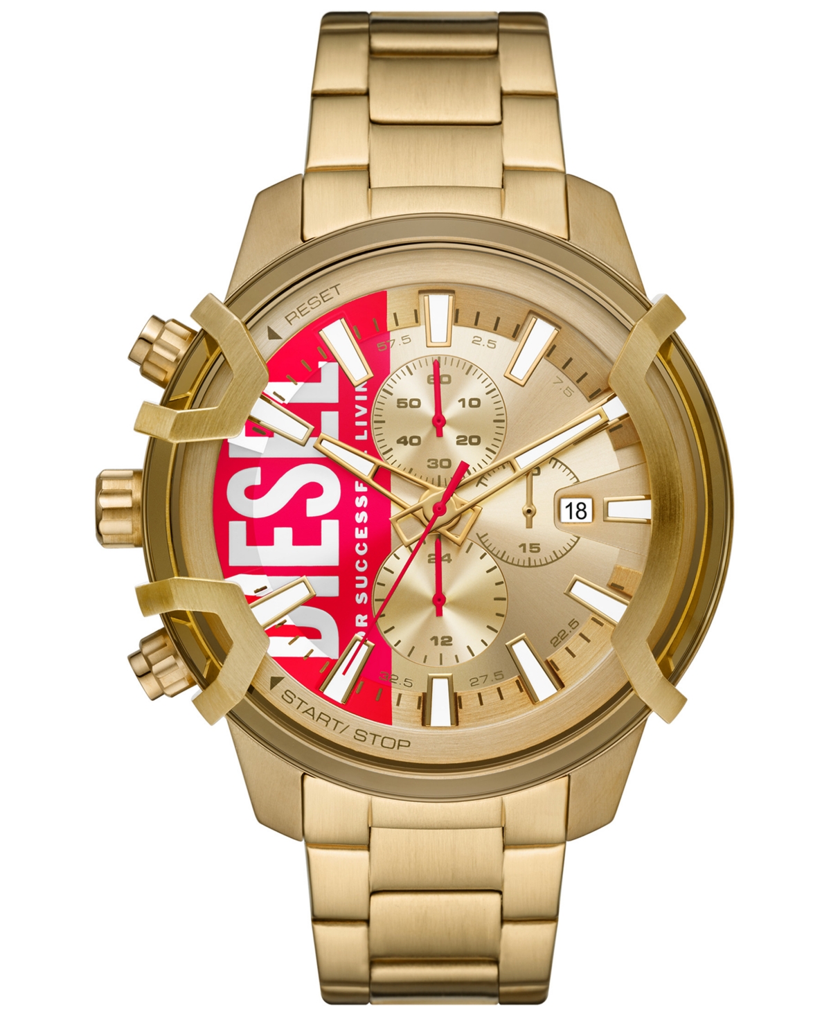 Diesel Men's Chronograph Griffed Gold-tone Stainless Steel Bracelet Watch 48mm