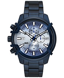 Men's Chronograph Griffed Blue-Tone Stainless Steel Bracelet Watch 48mm
