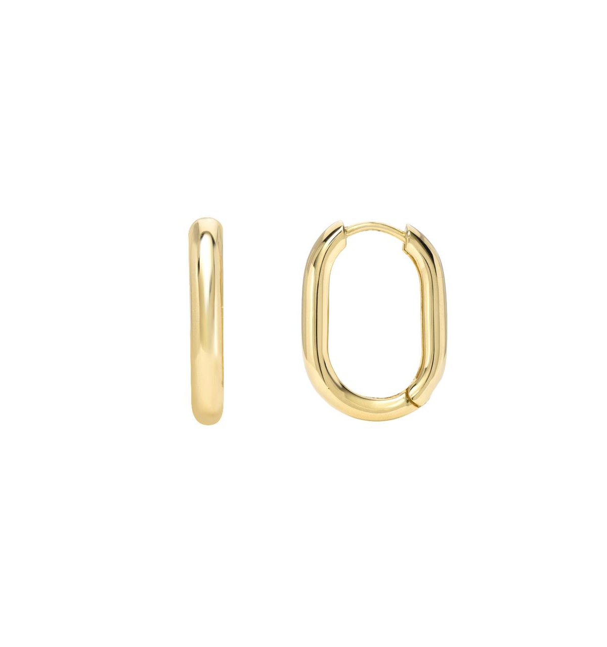 14K Gold Thick Oval Hoop Earrings - Gold
