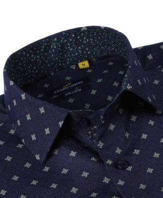 Men's Business Geometric Long Sleeve Button Down Shirt