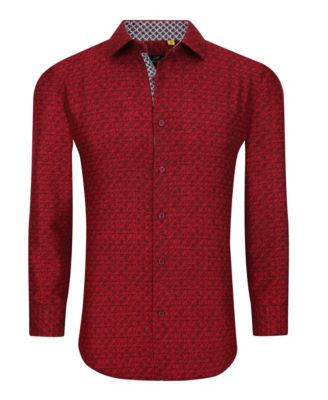 Men's Business Geometric Long Sleeve Button Down Shirt