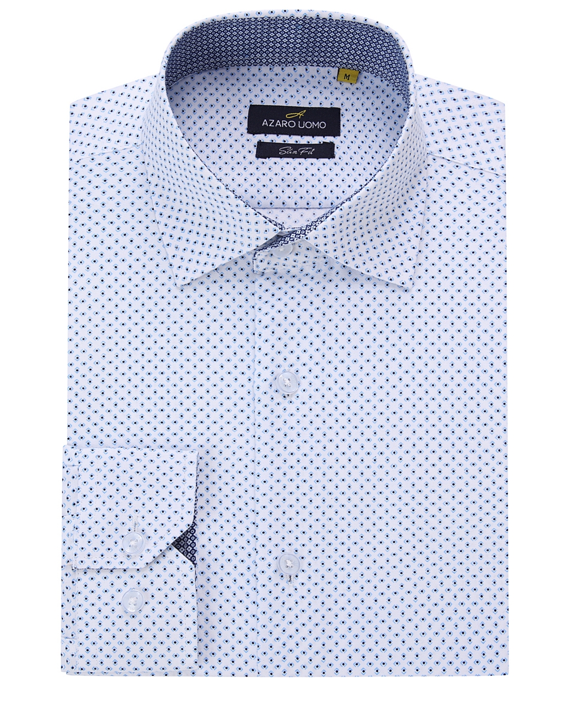 Men's Business Geometric Long Sleeve Button Down Shirt - White