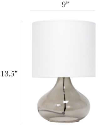 Glass Raindrop Table Lamp with Fabric Shade, Green with White Shade