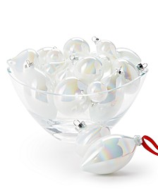 Pastel Prism Set of 20 Iridescent White Glass Round, Oval and Onion-Shaped Ornaments, Created for Macy's