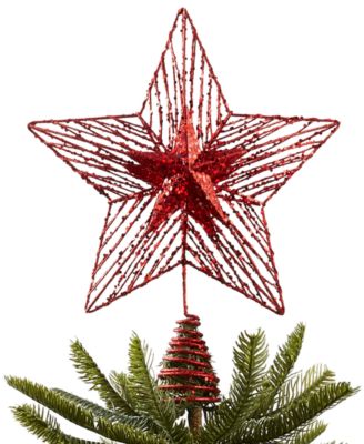 Holiday Lane - Christmas Cheer Red Wire Star LED Light-Up Christmas Tree Topper