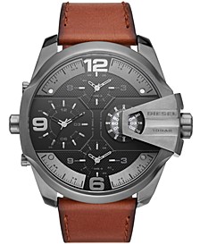 Men's Chronograph Uber Chief Brown Leather Strap Watch 54mm