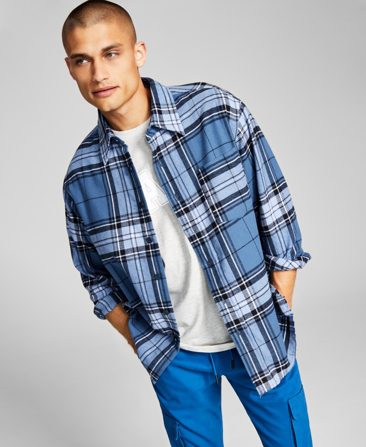 And Now This Men's Regular-Fit Plaid Flannel Shirt