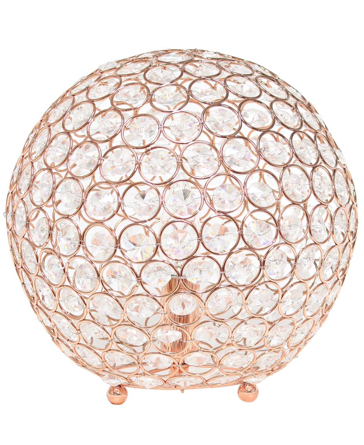 Elegant Designs Elipse 10" Crystal Ball Sequin Table Lamp In Rose Gold-tone