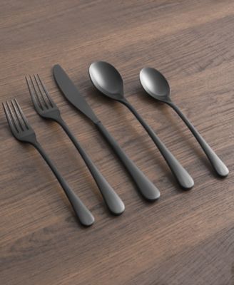 Xyla Black Satin Flatware Set, 20 Piece
