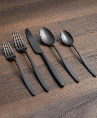 Nylah Black Satin Flatware Set, 20 Piece