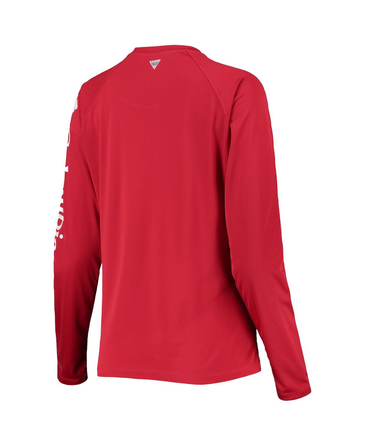 Shop Columbia Women's  Scarlet Ohio State Buckeyes Pfg Tidal Long Sleeve T-shirt