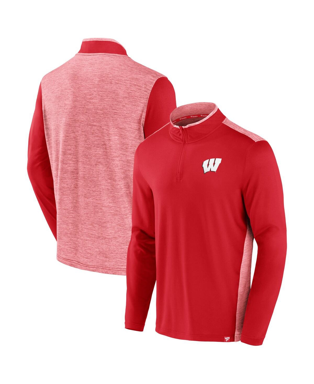 Men's FanaticsWisconsin Badgers Recharged Quarter-Zip Jacket - Red