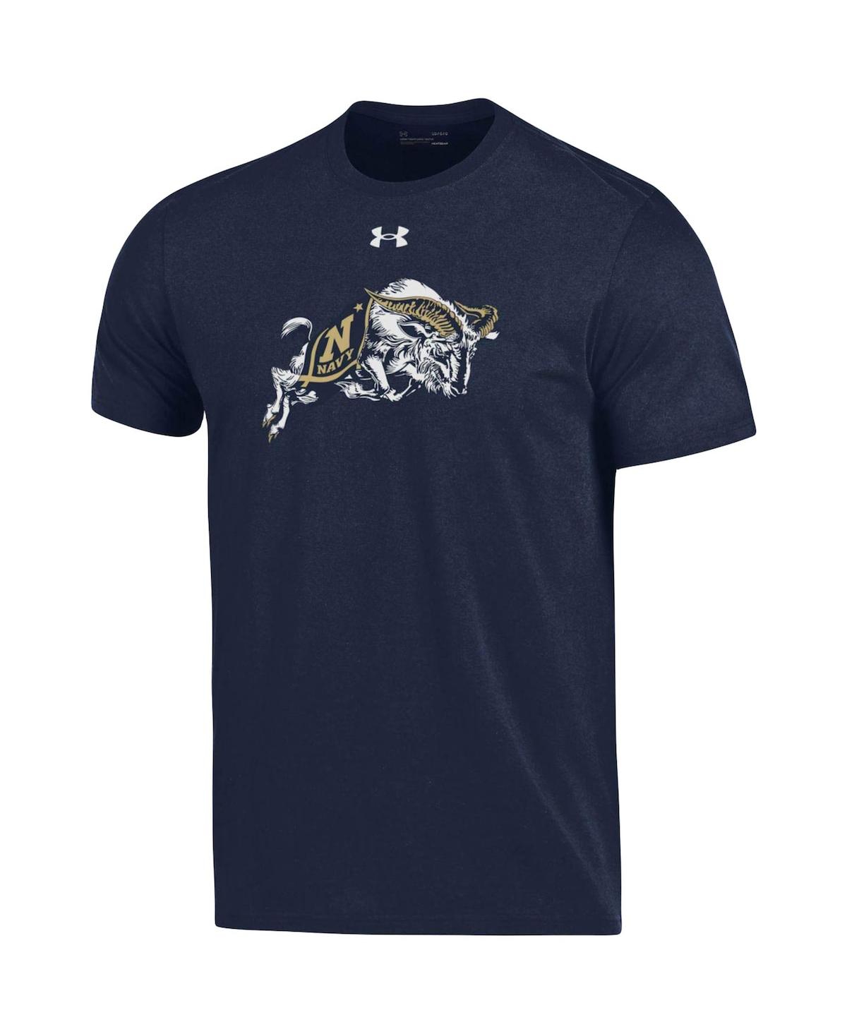 Shop Under Armour Men's  Navy Midshipmen School Mascot Logo Performance Cotton T-shirt