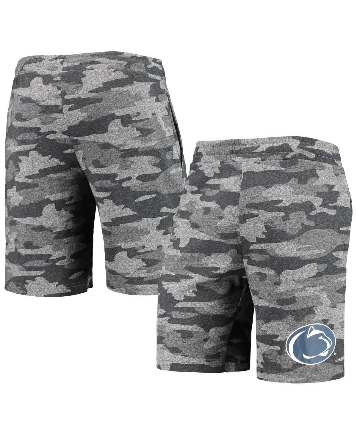 Concepts Sport Men's  Charcoal, Gray Penn State Nittany Lions Camo Backup Terry Jam Lounge Shorts In Charcoal,gray