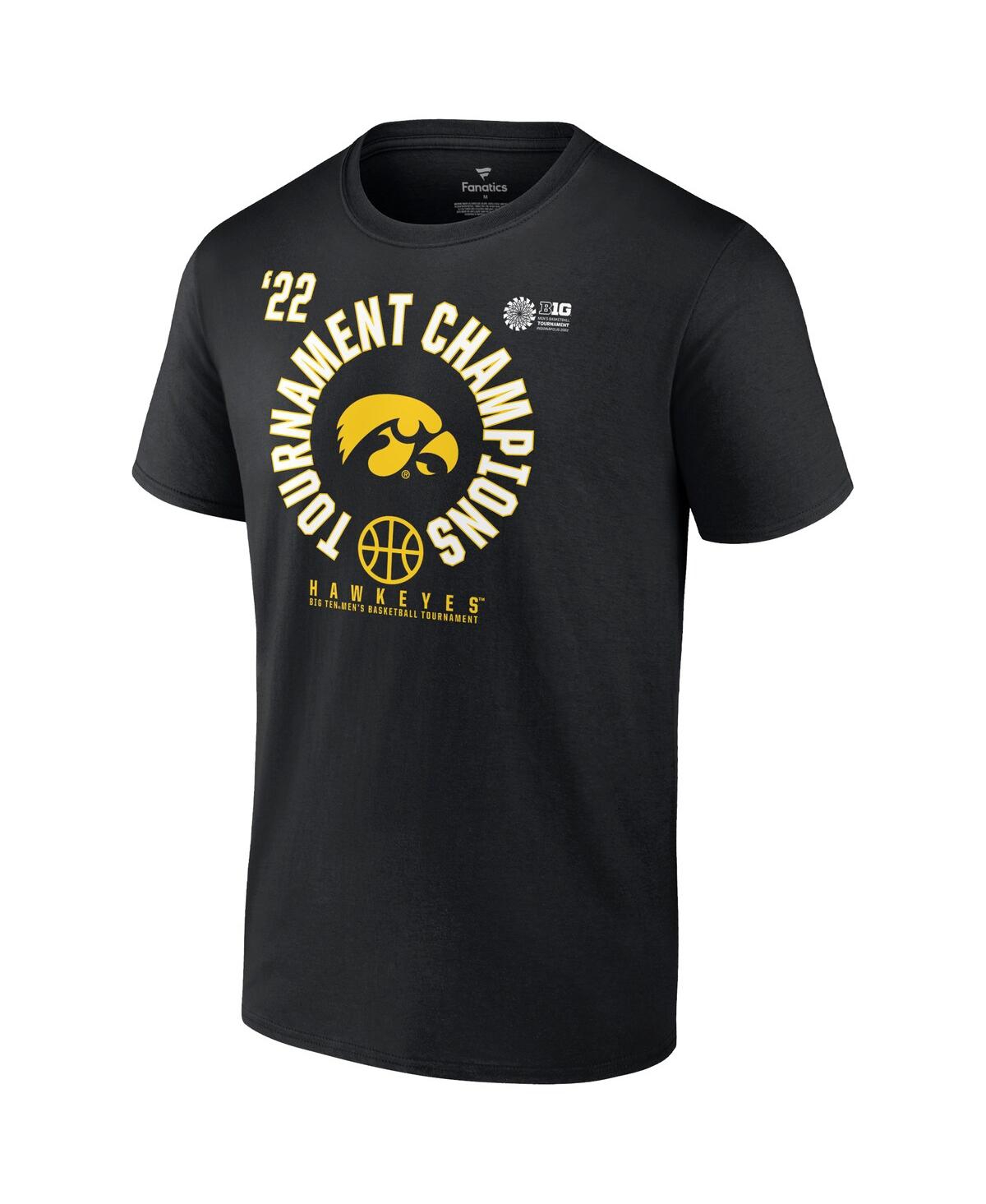 Men's FanaticsIowa Hawkeyes 2022 Big Ten Men's Basketball Conference Tournament Champions T-shirt - Black