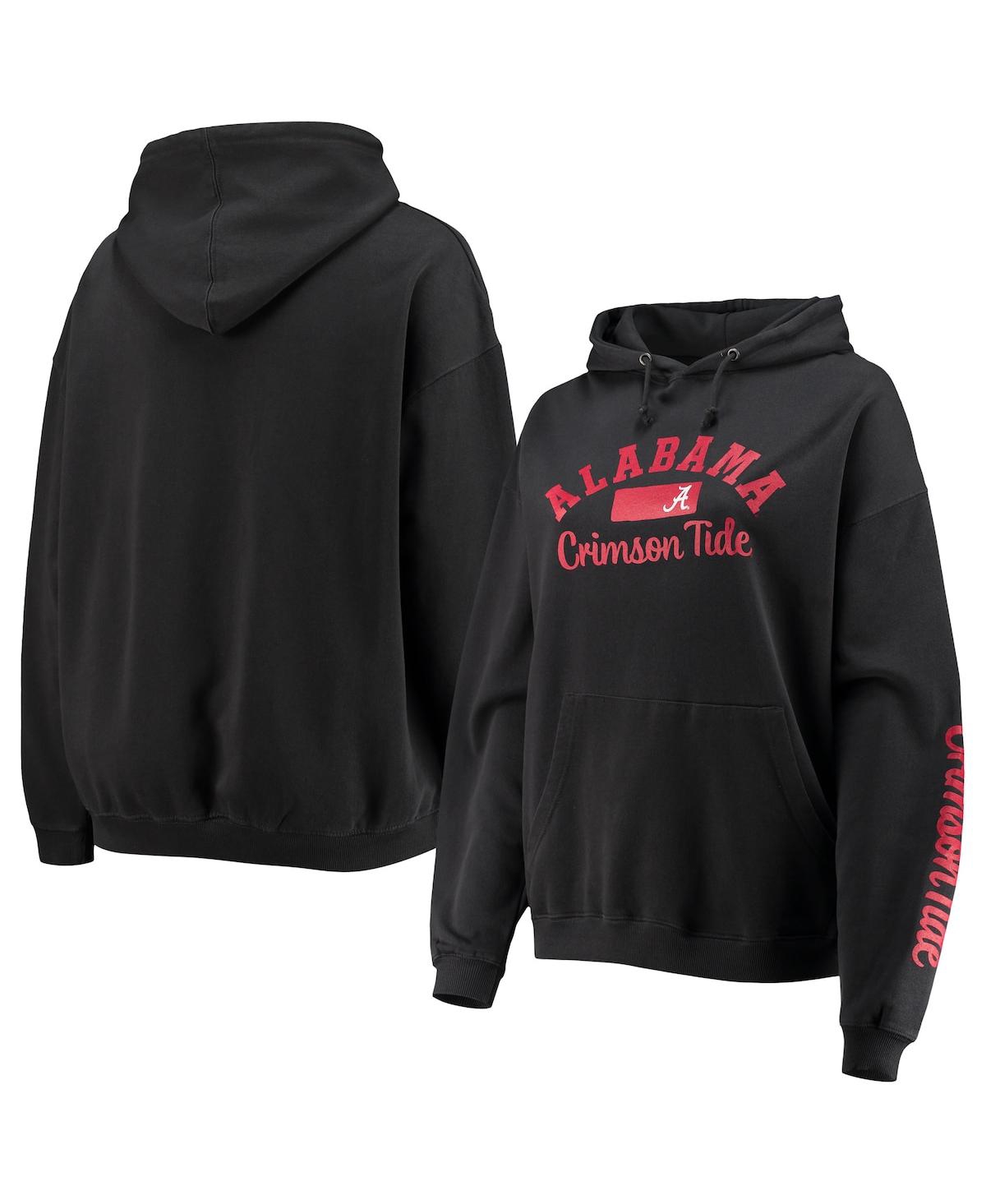 Shop Pressbox Women's  Black Alabama Crimson Tide Rock N Roll Super Oversized Pullover Hoodie