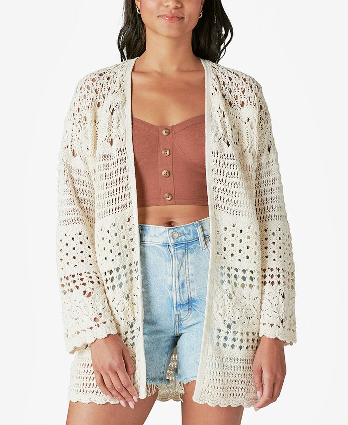 Lucky Brand Women's Crochet Cardigan, Cream, Small : : Clothing,  Shoes & Accessories