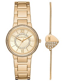 Women's Gabbi Gold-Tone Stainless Steel Bracelet Watch Set 33mm, 2-Piece