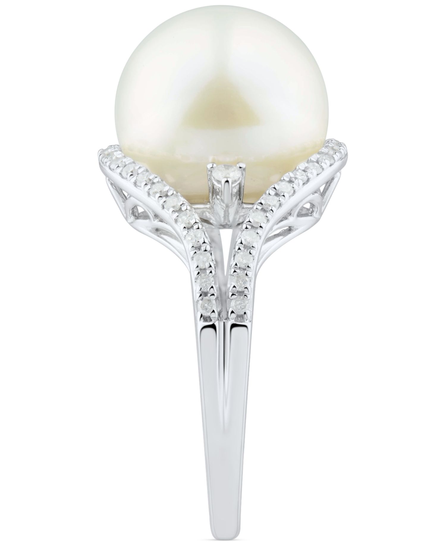 Cultured White Ming Pearl (11-13mm) & Diamond (1/3 ct. t.w.) Ring in 14k Gold