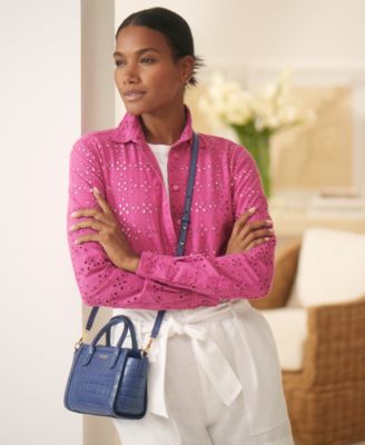 Lauren Ralph Lauren Embossed Leather Small Tyler Tote - Macy's