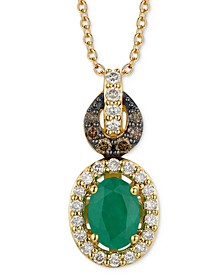Emerald (3/4 ct. t.w.) & Diamond (1/3 ct. t.w.) Adjustable Pendant Necklace in 14k Gold