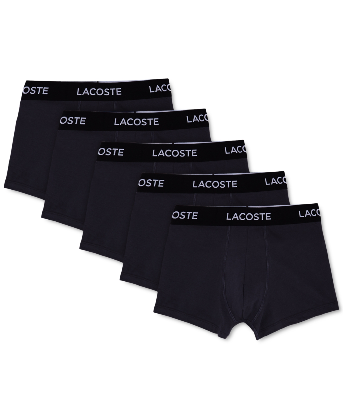 Lacoste Men's 5 Pack Cotton Trunk Underwear In Black