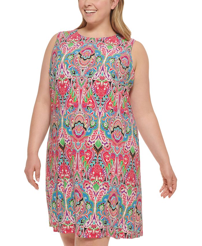 Tommy Hilfiger Women's Plus Printed Aline Dress Red Size 18W