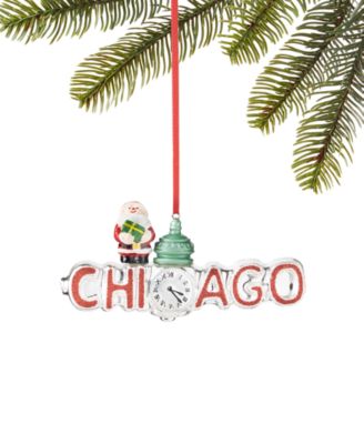Holiday Lane - Chicago Molded Glass Marshall Fields Clock with Santa Ornament
